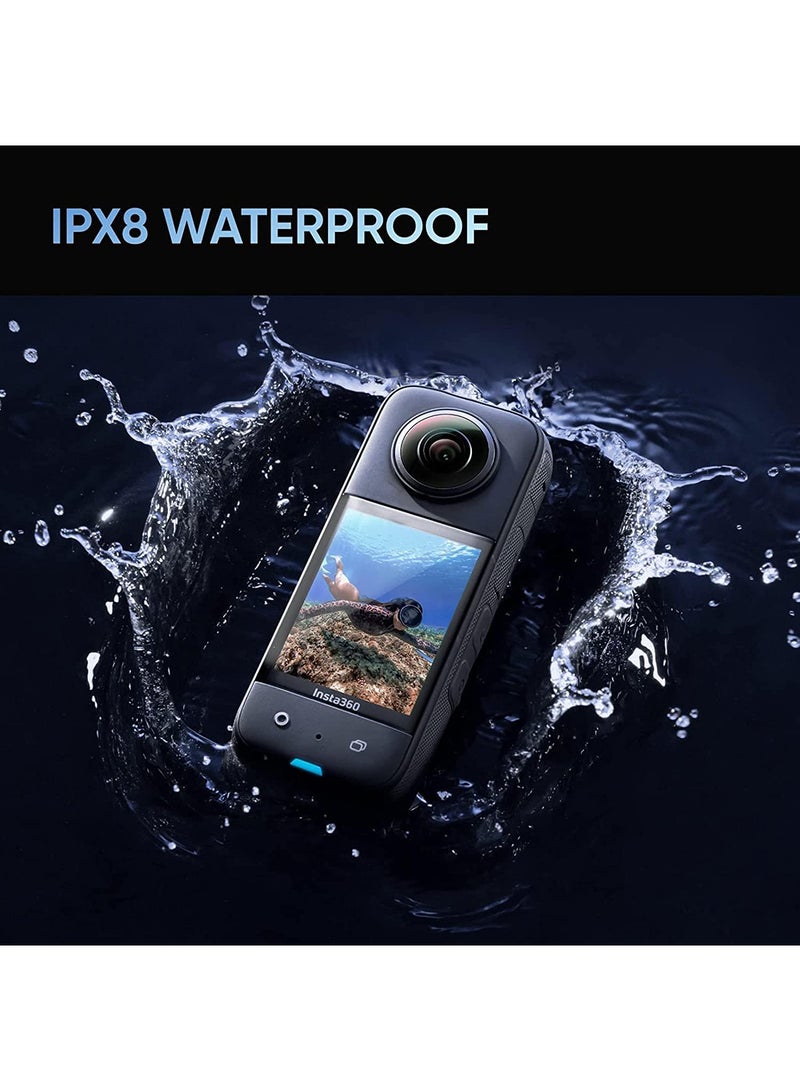 Insta360 - X3-360 Degree Waterproof Action Camera With 1/2" Sensor, 5.7K 360, 72MP 360 Photos, Stabilisation, 2.29" Touch Screen, AI Editing, Live Streaming, Webcam, Voice Control With 64GB Memory Card - Image 1