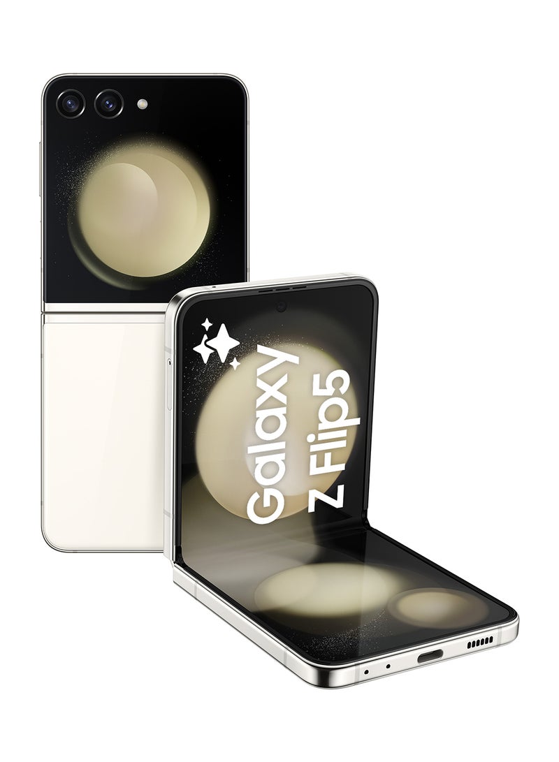 سامسونج هاتف Galaxy Z Flip 5 ثنائي الشريحة باللون الكريمي وذاكرة وصول عشوائي (RAM) سعة 8 جيجابايت وذاكرة داخلية 256 جيجابايت يدعم تقنية 5G - إصدار الشرق الأوسط  - Image 1