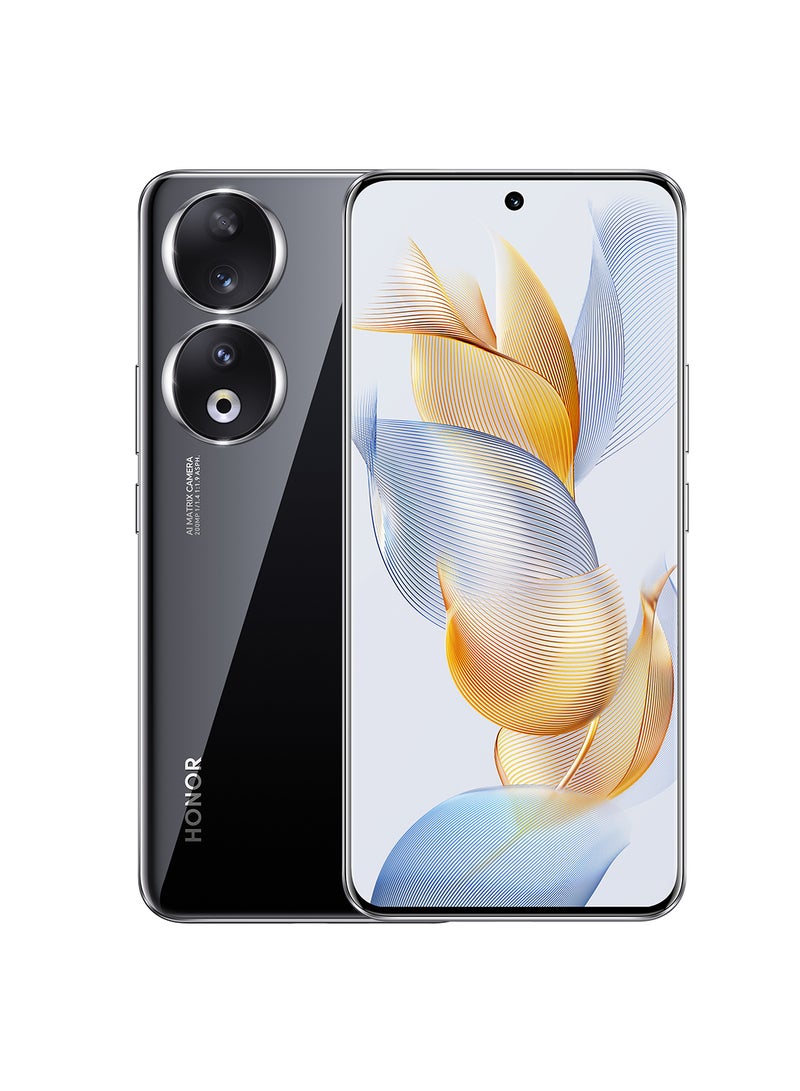 هونور هاتف 90 ثنائي الشريحة بلون أسود منتصف الليل وذاكرة وصول عشوائي سعتها 12 جيجابايت وذاكرة تخزين داخلية 512 جيجابايت ويدعم شبكة الجيل الخامس 5G - إصدار الشرق الأوسط - Image 1