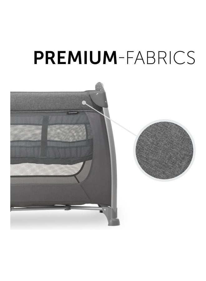 hauck - Play And Relax Center Travel Cot, Melange Charcoalfast Folding And Compact, With Changing Mat And Travel Bag, 120Cm X 60Cm, From Birth 15Kg - Image 1