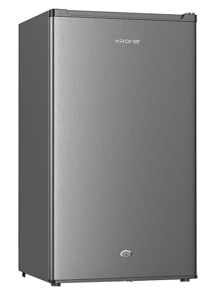 Krome 120L Single Reversible Door Refrigerator Energy Class E F Ideal For Small Spaces Mini Fridge Suitable Kitchen Bedroom Office And Bar KR-RDC120H Inox - Image 1