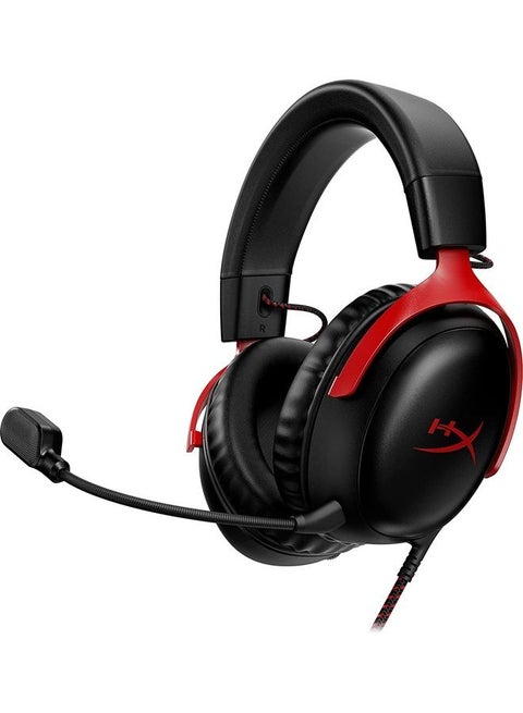 Cloud III – Wired Gaming Headset (Chinese Version), PC, PS5, Xbox Series X|S, Angled 53mm Drivers, DTS, Memory Foam, Durable Frame, Ultra-Clear 10mm Mic, USB-C, USB-A, 3.5mm – Black/Red