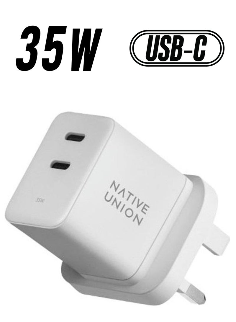 Native Union - Fast Gan Charger - PD - 35W - Dual - 2 X USBC White - Image 1