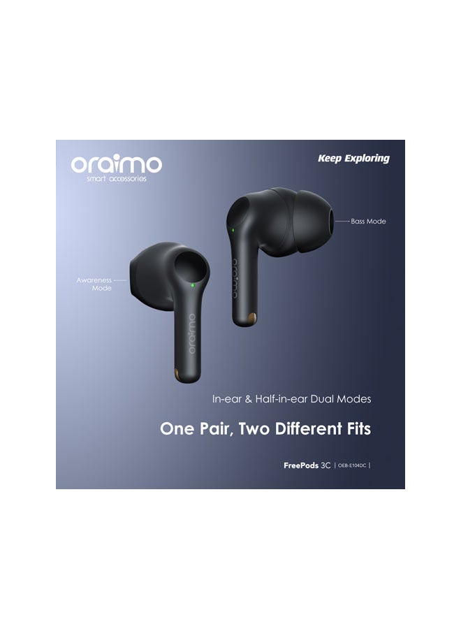Oraimo - FreePods 3C ENC Calling Noise Cancellation , powerful bass 4 mics , Long Playtime True Wireless Earbuds IPX5-Water Resistant, Via App White - Image 1
