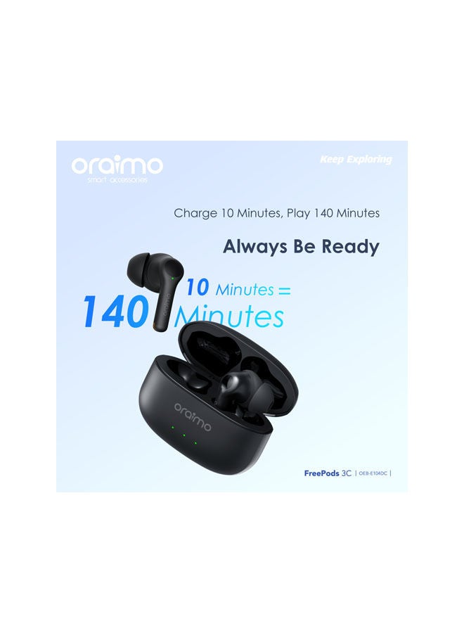 Oraimo - FreePods 3C ENC Calling Noise Cancellation , powerful bass 4 mics , Long Playtime True Wireless Earbuds IPX5-Water Resistant, Via App White - Image 1