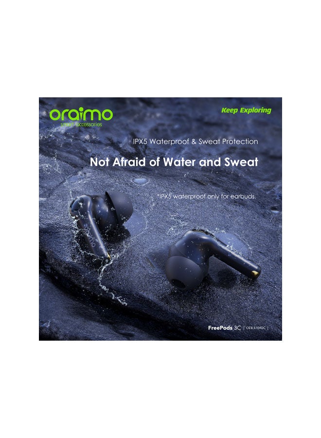 Oraimo - FreePods 3C ENC Calling Noise Cancellation , powerful bass 4 mics , Long Playtime True Wireless Earbuds IPX5-Water Resistant, Via App White - Image 1