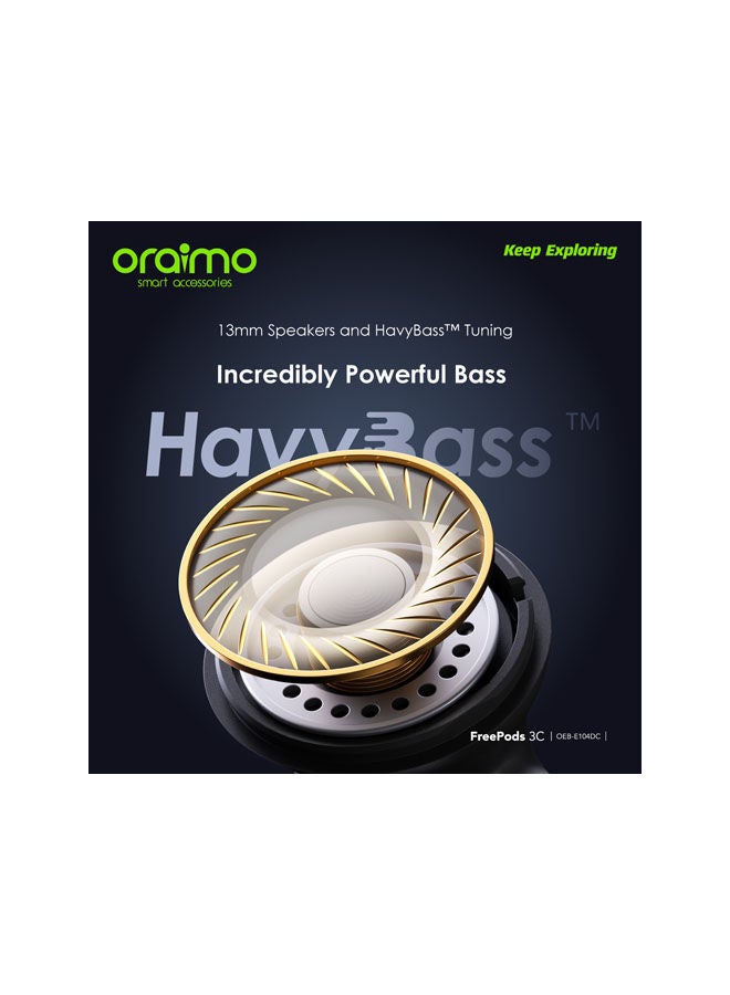 Oraimo - FreePods 3C ENC Calling Noise Cancellation , powerful bass 4 mics , Long Playtime True Wireless Earbuds IPX5-Water Resistant, Via App White - Image 1