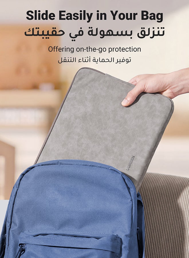 Ugreen 13-13.9 inch Laptop Sleeve Compatible with MacBook Air 13 MacBook Pro 13 2021 2020 2019 PU Leather Laptop Case Water-Resistant Laptop Sleeve Soft Padded Zipper Sleeve Protective Briefcase, Gray  - Image 5