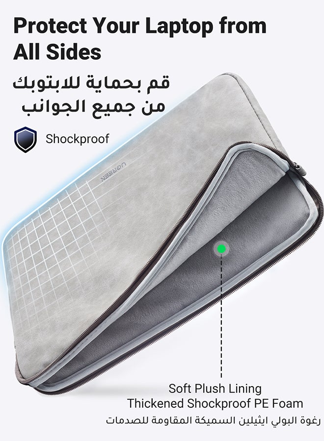 Ugreen 13-13.9 inch Laptop Sleeve Compatible with MacBook Air 13 MacBook Pro 13 2021 2020 2019 PU Leather Laptop Case Water-Resistant Laptop Sleeve Soft Padded Zipper Sleeve Protective Briefcase, Gray  - Image 2