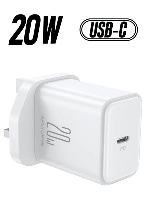 Flash Series PD 20W Single Port Fast Charger with QC 3.0 support. Wall charger plug travel adapter PD 20W fast charging power charger, compatible with Samsung AFC, Huawei SCP and other lower versions of iPhone - Etc White