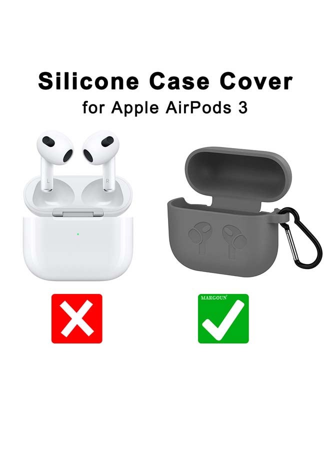 MARGOUN - Silicone Case For AirPods 3 Protective Shockproof Silicone Case Cover Durable Case For Women Men Girls Boys Grey - Image 1