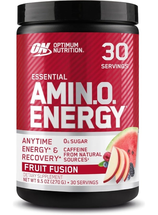 Optimum Nutrition Amino Energy - Pre Workout With Green Tea, Bcaa, Amino Acids, Keto Friendly, Green Coffee Extract, 0 Grams of Sugar, Anytime Energy Powder - Fruit Fusion, 270 G, 30 Servings - Image 1