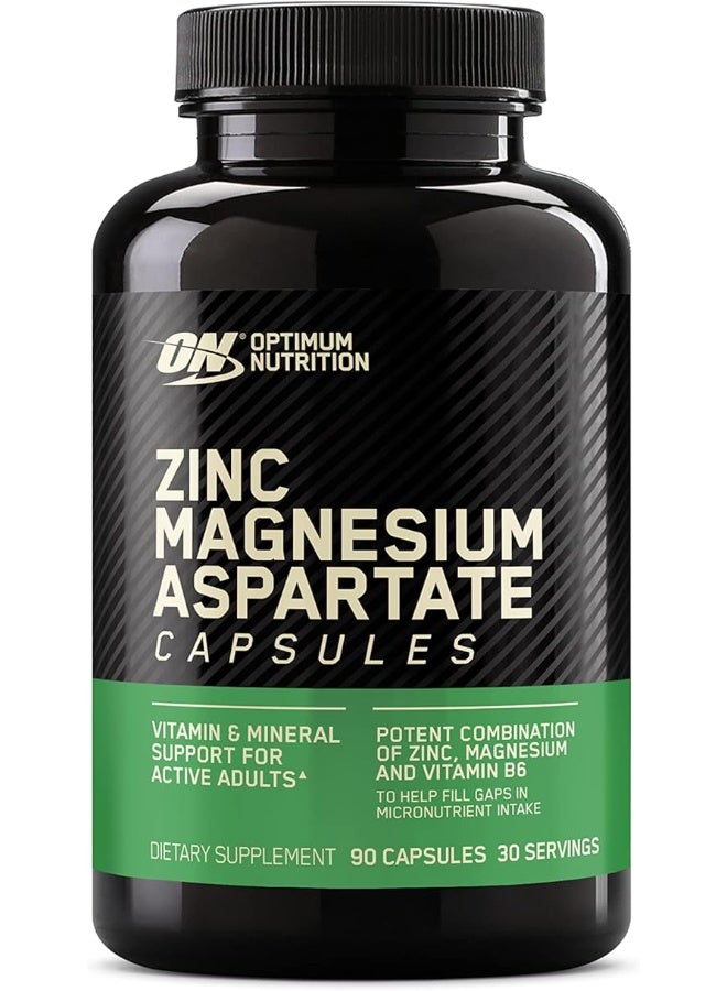 Optimum Nutrition ZMA Zinc for Immune Support, Muscle Recovery and Endurance Supplement for Men and Women, Zinc and Magnesium Supplement - 90 Capsules - Image 1