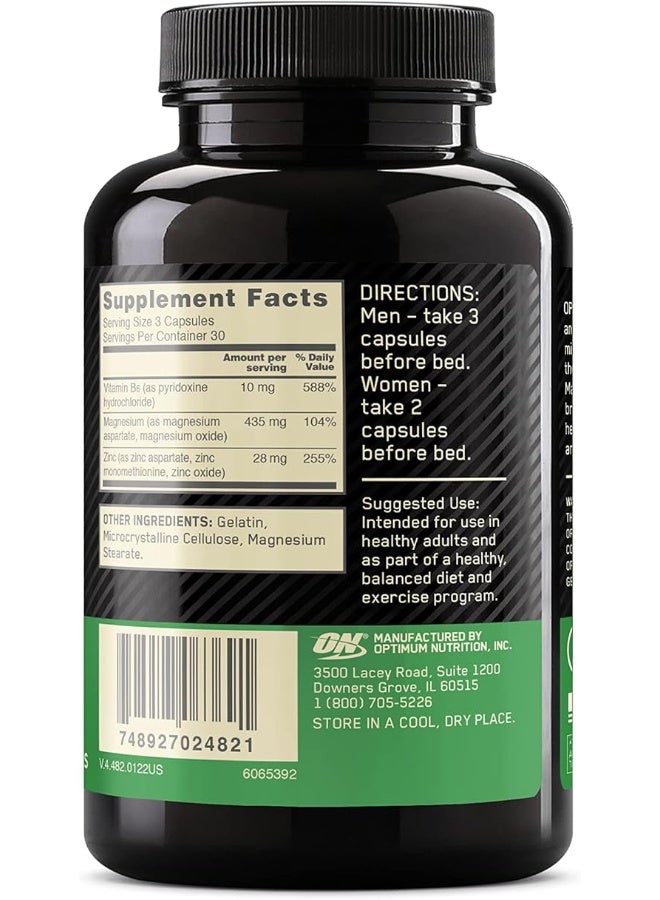 Optimum Nutrition ZMA Zinc for Immune Support, Muscle Recovery and Endurance Supplement for Men and Women, Zinc and Magnesium Supplement - 90 Capsules - Image 2