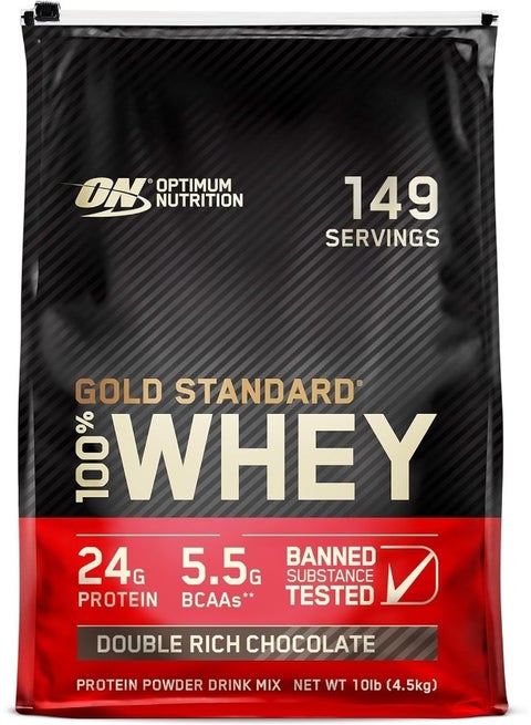 Gold Standard 100% Whey Protein Powder Primary Source Isolate, 24 Grams of Protein for Muscle Support and Recovery - Double Rich Chocolate, 10 Lbs, 149 Servings (4.54 KG)