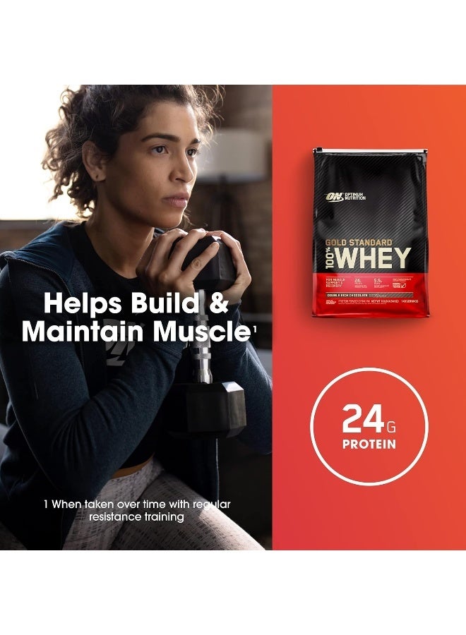 Gold Standard 100% Whey Protein Powder Primary Source Isolate, 24 Grams of Protein for Muscle Support and Recovery - Double Rich Chocolate, 10 Lbs, 149 Servings (4.54 KG)