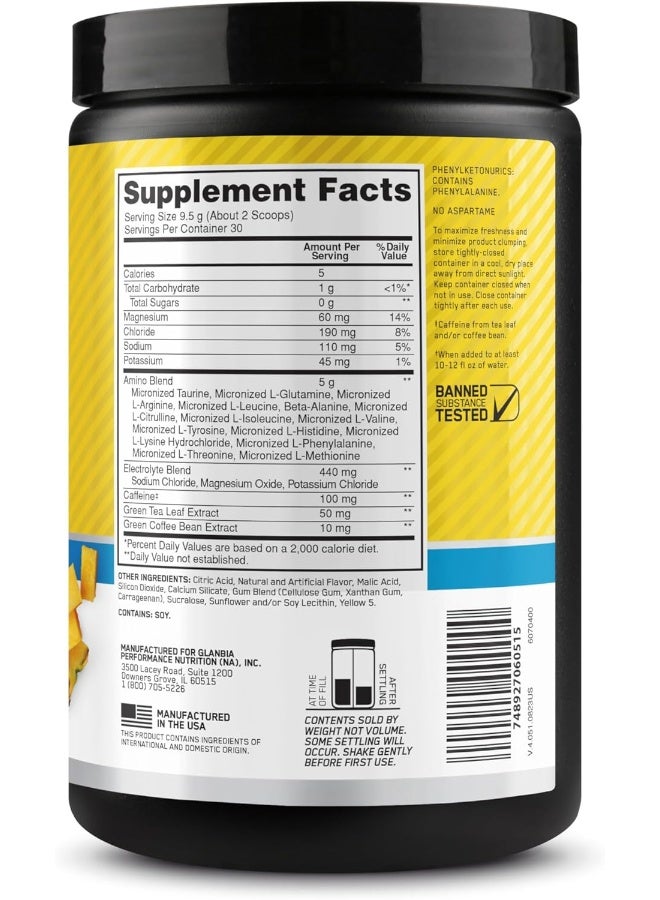 Optimum Nutrition Amino Energy Plus Electrolytes Powder - Pre Workout, Bcaas, Amino Acids, Keto Friendly, Anytime Energy Powder - Pineapple Twist, 285 G , 30 Servings  - Image 2