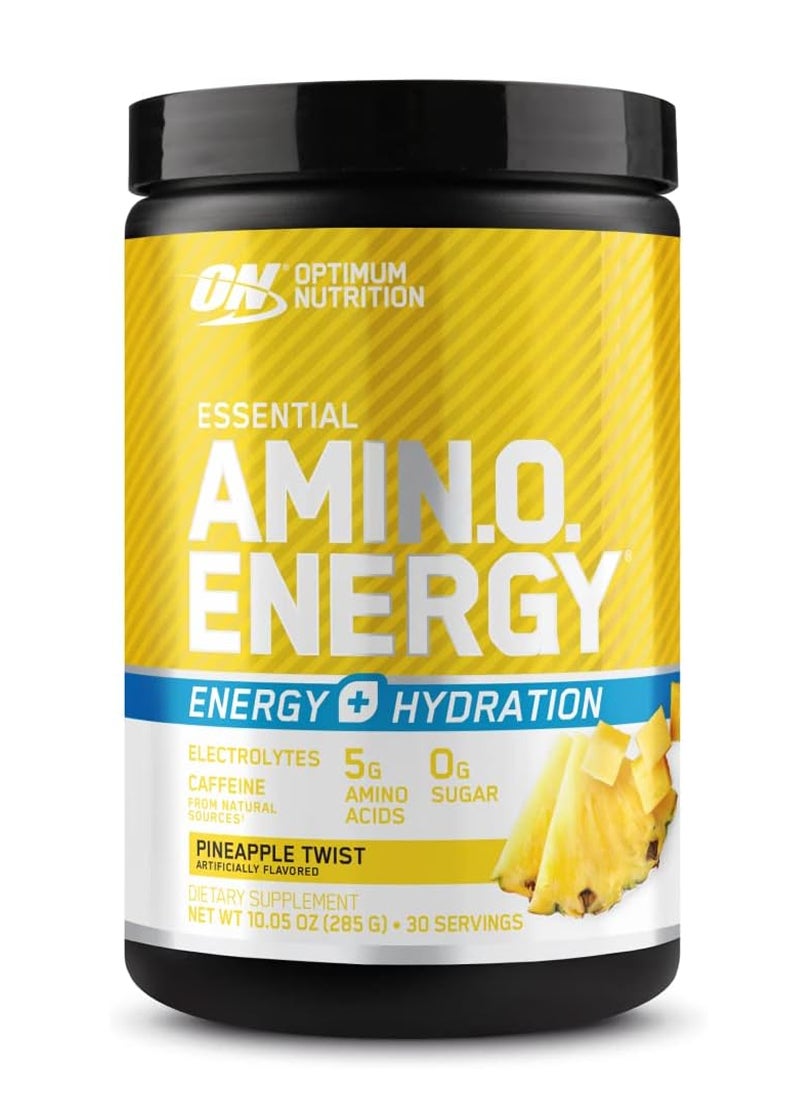 أوبتيموم نيوتريشن مسحوق أمينو إنرجي بلس إلكتروليتات - قبل التمرين، الأحماض الأمينية، صديق للكيتو، مسحوق طاقة في أي وقت - أناناس تويست، 285 جم، 30 وجبة - Image 1