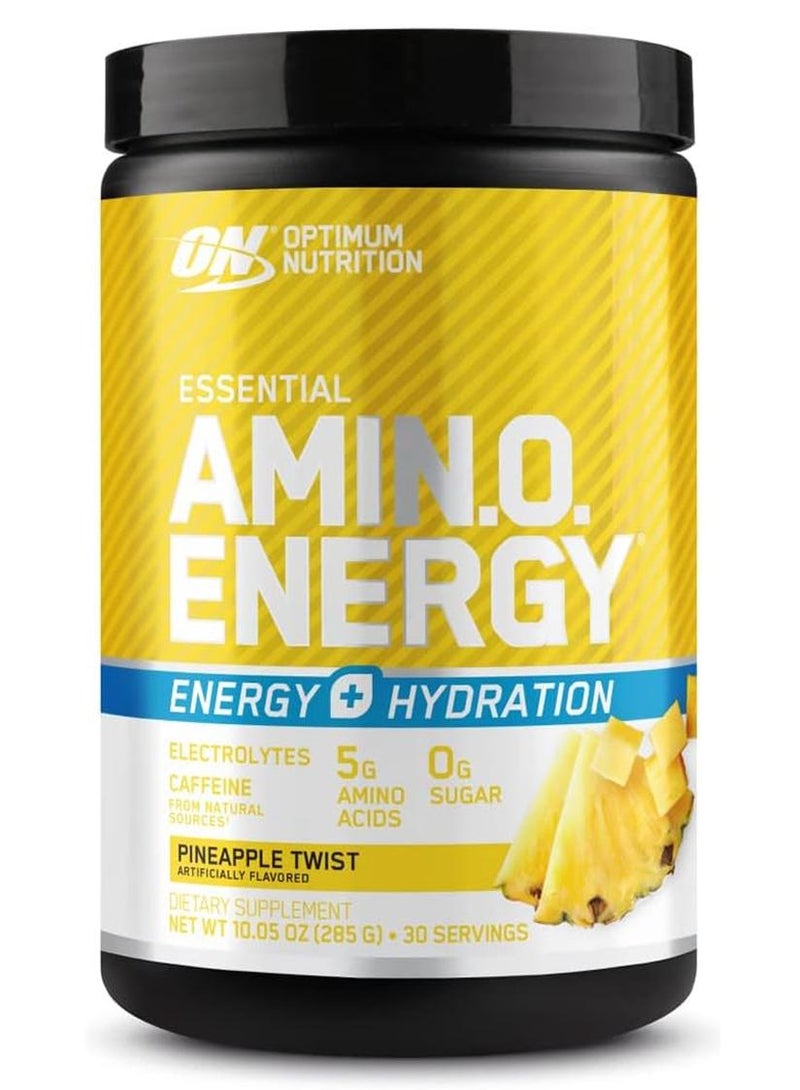 أوبتيموم نيوتريشن مسحوق أمينو إنرجي بلس إلكتروليتات - قبل التمرين، الأحماض الأمينية، صديق للكيتو، مسحوق طاقة في أي وقت - أناناس تويست، 285 جم، 30 وجبة - Image 1