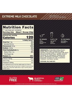 Optimum Nutrition Gold Standard 100% Whey Protein Powder Primary Source Isolate, 24 Grams of Protein for Muscle Support and Recovery - Extreme Milk Chocolate, 5 Lbs, 71 Servings (2.27 KG)  - Image 4