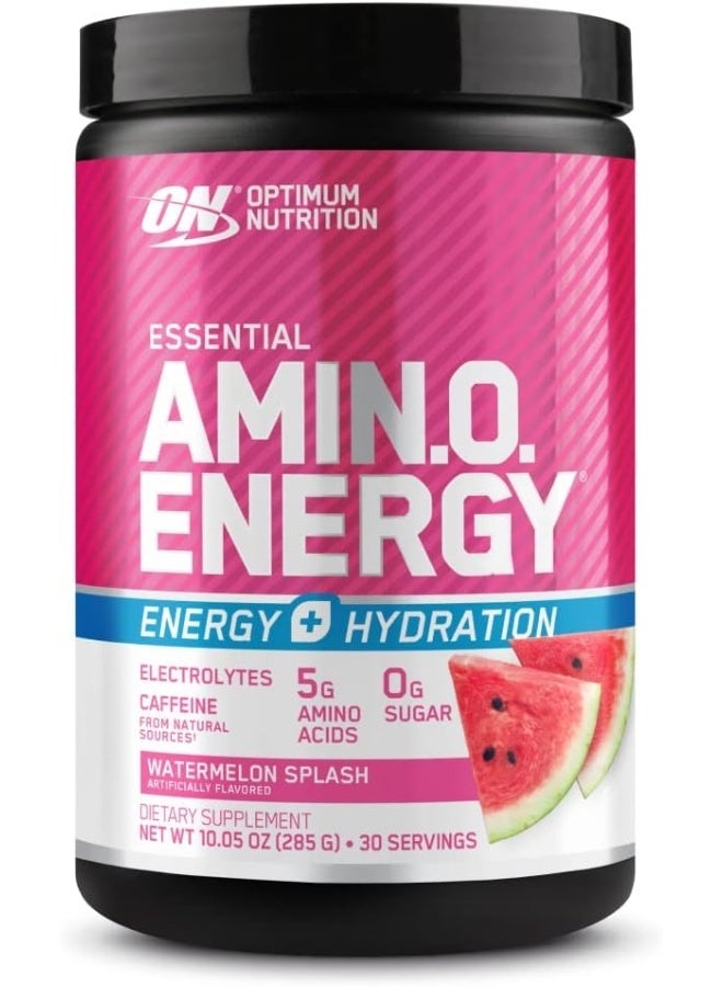 أوبتيموم نيوتريشن مسحوق أمينو إنرجي بلس إلكتروليتات - قبل التمرين، الأحماض الأمينية، صديق للكيتو، مسحوق طاقة في أي وقت - سبلاش البطيخ، 285 جم، 30 وجبة - Image 1