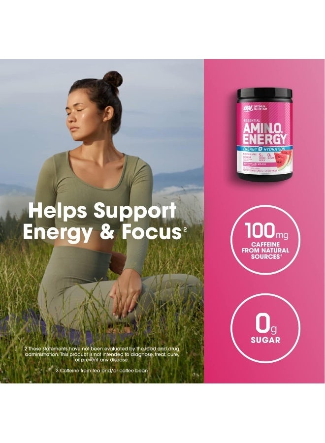 أوبتيموم نيوتريشن مسحوق أمينو إنرجي بلس إلكتروليتات - قبل التمرين، الأحماض الأمينية، صديق للكيتو، مسحوق طاقة في أي وقت - سبلاش البطيخ، 285 جم، 30 وجبة - Image 3