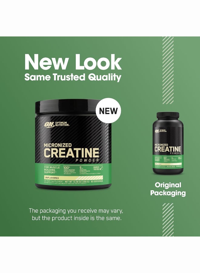 Optimum Nutrition Micronized Creatine Monohydrate Powder for Muscle Building Support - Unflavored, 300 Grams, 60 Servings 