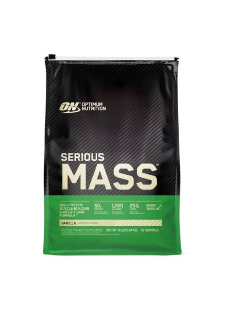 Serious Mass: High Protein Muscle Building & Weight Gainer Protein Powder, 50 Grams Of Protein, Vitamin C, Zinc  - Vanilla, 12 Lbs (5.44 KG)