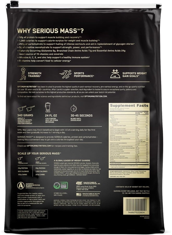 Serious Mass: High Protein Muscle Building & Weight Gainer Protein Powder