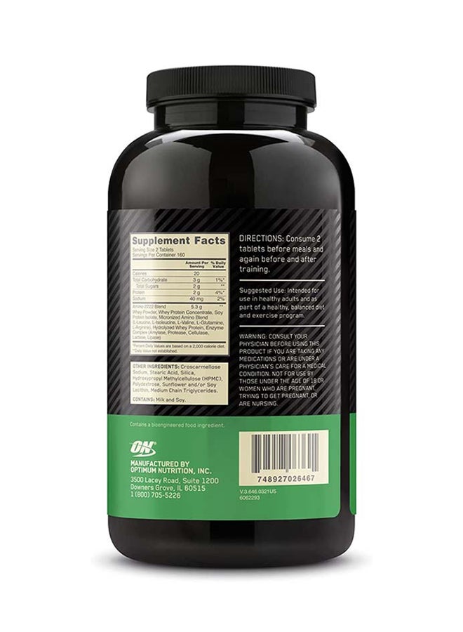 Optimum Nutrition - Superior Amino 2222 Tablets, Complete Essential Amino Acids, EAAs to Maintain Muscle Tissue - 320 Tablets - Image 1
