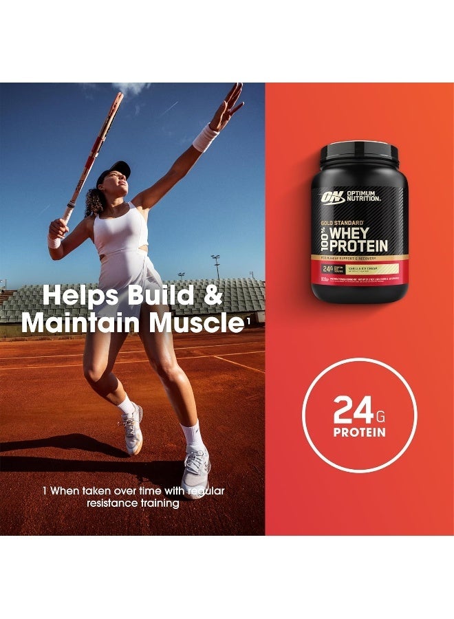 Gold Standard 100% Whey Protein Powder Primary Source Isolate, 24 Grams of Protein for Muscle Support and Recovery - Vanilla Ice Cream, 2 Lbs, 29 Servings (899 Grams)