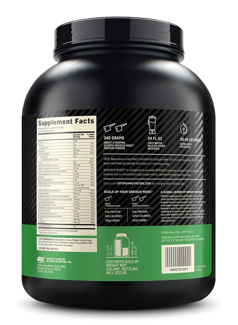 Serious Mass: High Protein Muscle Building & Weight Gainer Protein Powder, 50 Grams of Protein, Vitamin C, Zinc And Vitamin D For Immune Support - Strawberry, 6 Lbs (2.72 KG)