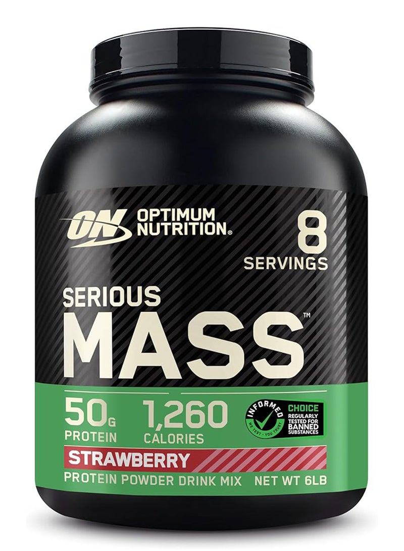 Serious Mass: High Protein Muscle Building & Weight Gainer Protein Powder, 50 Grams of Protein, Vitamin C, Zinc And Vitamin D For Immune Support - Strawberry, 6 Lbs (2.72 KG)
