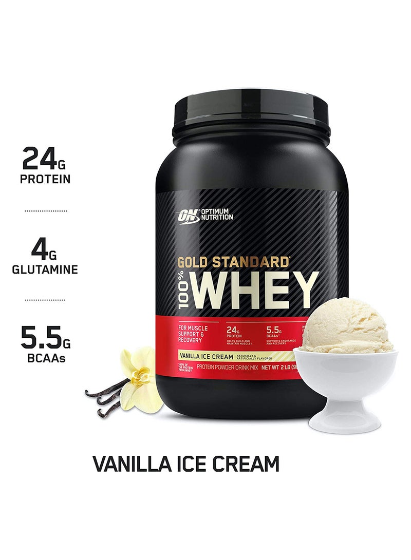 Optimum Nutrition Gold Standard 100% Whey Protein Powder 2 lbs Vanilla Ice Cream  - Image 2