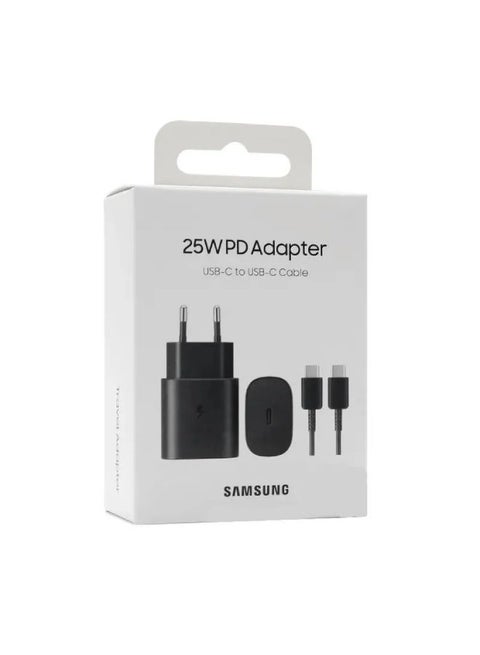 25W Travel Adapter With Type-C Charging Cable Black