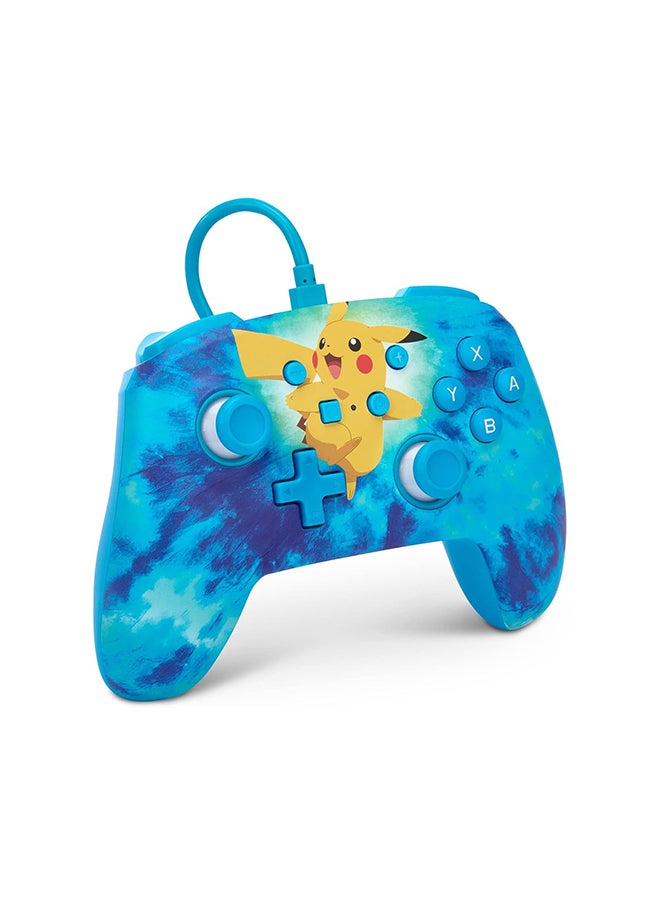 باور أيه - وحدة التحكم السلكية PowerA المحسنة لنظام Nintendo Switch - Tie Dye Pikachu، كابل USB قابل للفصل بطول 10 أقدام، أزرار ألعاب متقدمة قابلة للتخطيط، لا تحتاج إلى بطاريات - Image 1