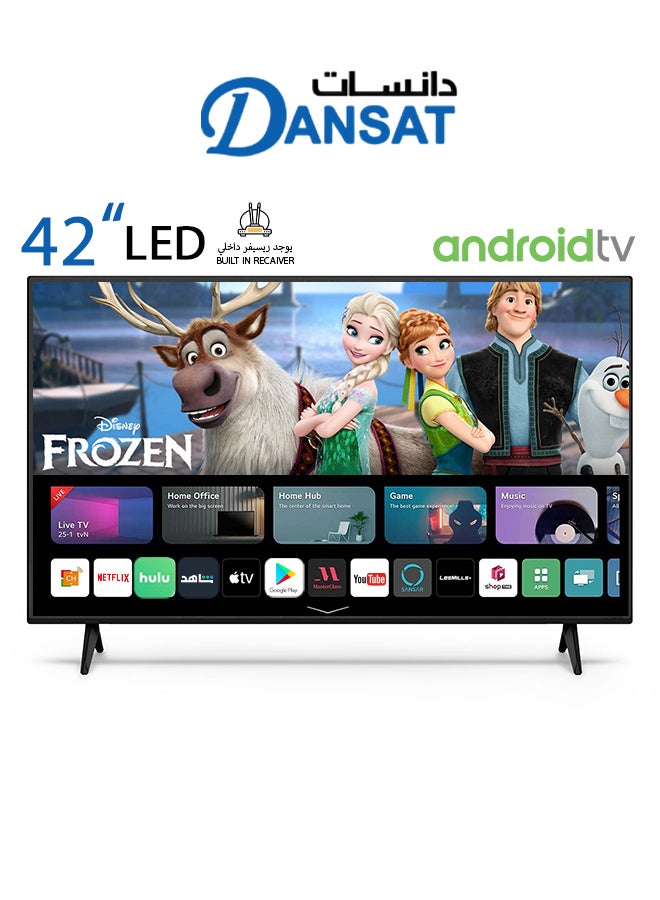 Dansat 42 Inch LED Smart Android TV FHD With FREE Wall mount, refresh rate 60 HZ Model (2022) DTD42BF Black DTD42BF Black - Image 1