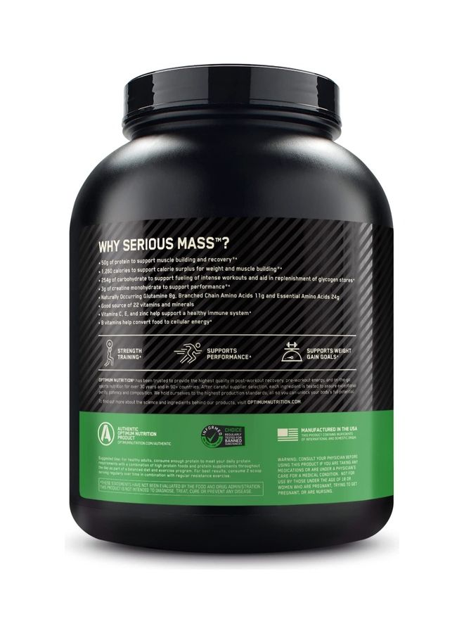أوبتيموم نيوتريشن مسحوق بروتين Serious Mass Weight Gainer بنكهة الفانيليا 2.73 كجم - Image 4