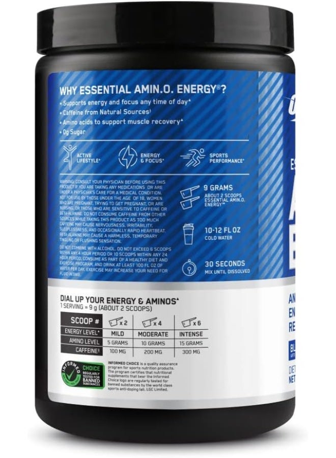 Optimum Nutrition Amino Energy - Pre Workout With Green Tea, Bcaa, Amino Acids, Keto Friendly, Green Coffee Extract, 0 Grams of Sugar, Anytime Energy Powder - Blue Raspberry, 270 G , 30 Servings - Image 5