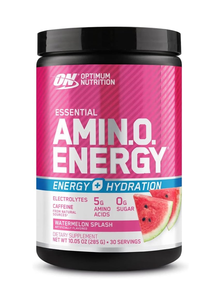 أوبتيموم نيوتريشن الطاقة الأمينية - قبل التمرين مع الشاي الأخضر، Bcaa، الأحماض الأمينية، صديقة للكيتو، مستخلص القهوة الخضراء، 0 جرام من السكر، مسحوق الطاقة في أي وقت - البطيخ، 270 جم، 30 وجبة - Image 1