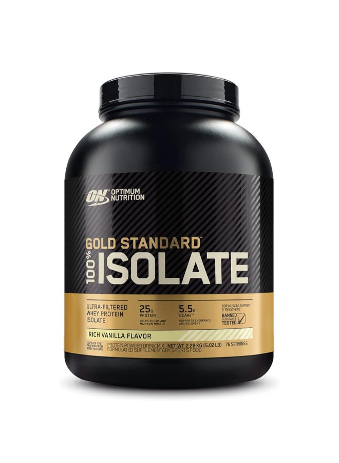 Gold Standard 100% Isolate Protein Whey Rich Vanilla 5 LB, 76 Servings