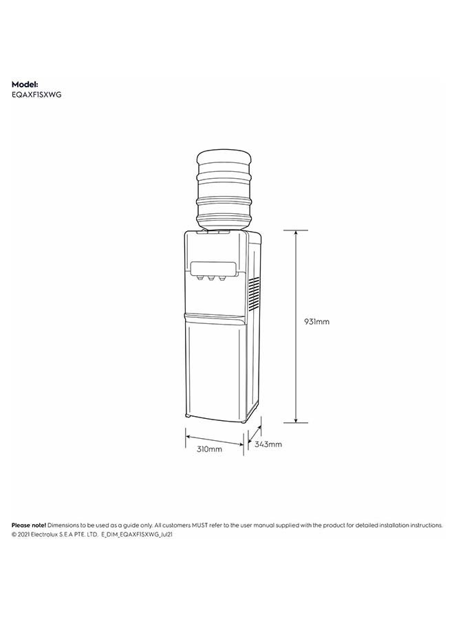 Water Dispenser, Top Loading, 3-Taps Equipped With Hot Cold And Ambient Temperature, Floor Standing, LED Indicator, Child Safety Lock For Faucet, Best Home, Office And Pantry EQAXF1SXWG White