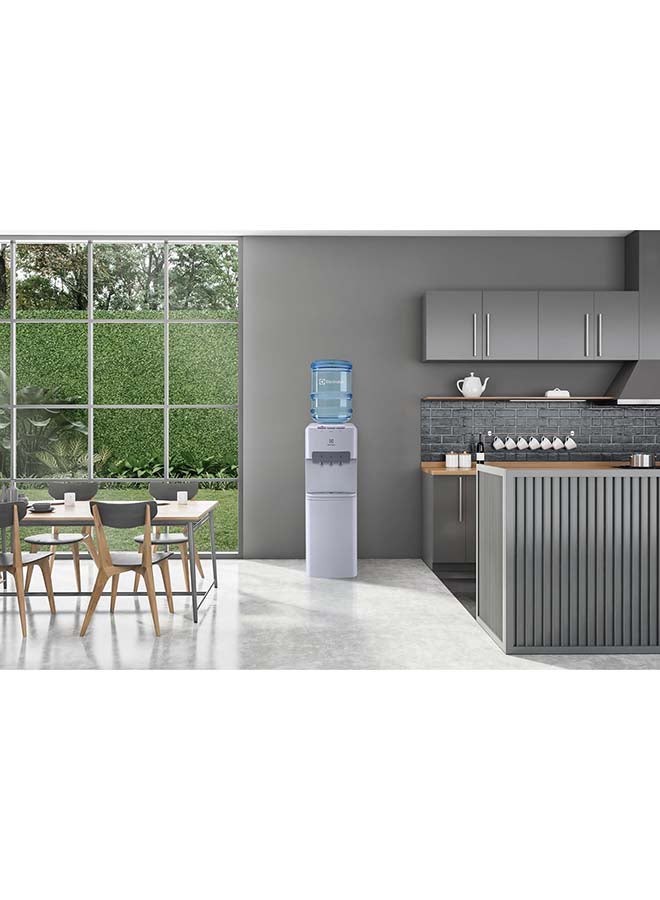 Water Dispenser, Top Loading, 3-Taps Equipped With Hot Cold And Ambient Temperature, Floor Standing, LED Indicator, Child Safety Lock For Faucet, Best Home, Office And Pantry EQAXF1SXWG White