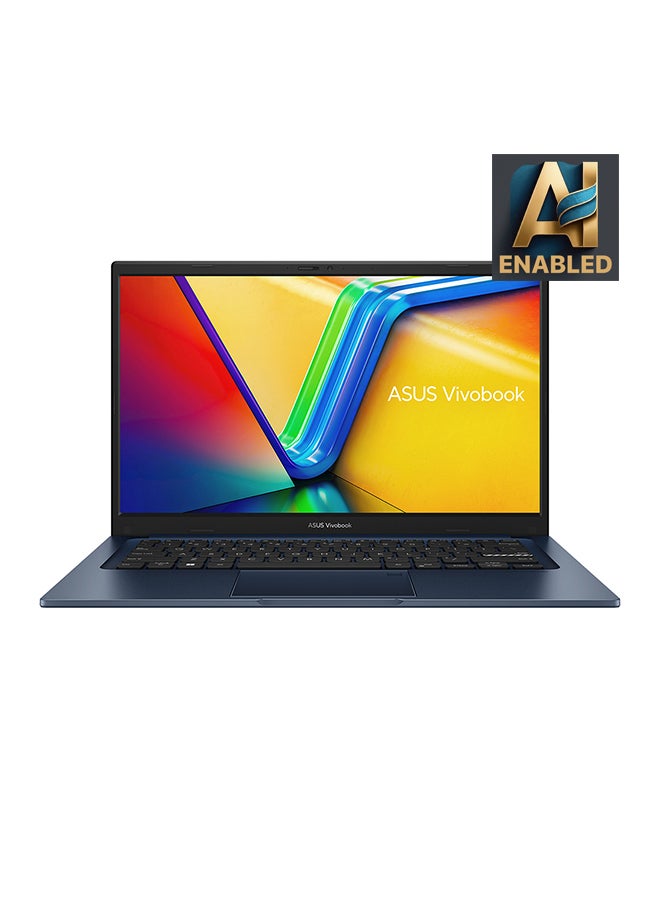 أسوس Vivobook 14 X1404VA-EB214W كمبيوتر محمول نحيف، i7-1355U 8GB 512GB PCIE G3 SSD، Intel UMA، WIN11 HOME، 14 بوصة، كاميرا ويب عالية الدقة، بصمة الإصبع، إضاءة خلفية - Image 1