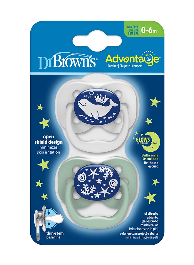 Dr. Brown’s - Advantage Pacifier - Stage 1, Glow In The Dark, 2-Pack - Image 1
