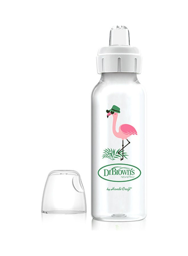 Dr. Brown’s 8 Oz/250 Ml Anti-Colic Pp Narrow Sippy Spout Bottle, Flamingo, 1-Pack - Image 2