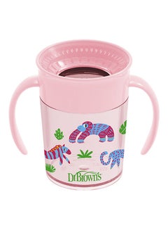 Dr. Brown’s Smooth Wall Cheers 360 Cup With Handles, Anti-Colic 7 Oz/200 Ml, Pink Deco (6M+), 1-Pack  - Image 2