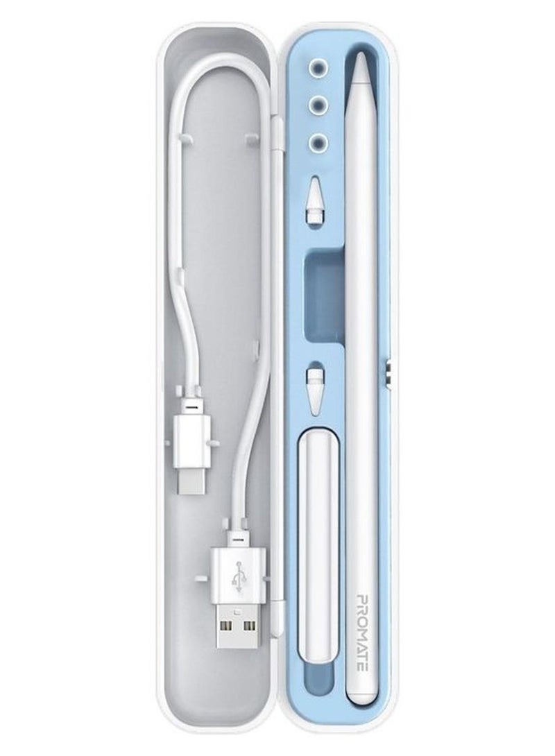 بروميت قلم لمس، قلم لمس لجهاز iPad مع خاصية رفض راحة اليد، التعرف على الإمالة، بلوتوث v5.1، شاشة عرض الطاقة، بطارية تدوم 11 ساعة، شحن مغناطيسي، وضع شحن مزدوج وسن قابل للاستبدال لجهاز iPad Air، iPad P أبيض - Image 1