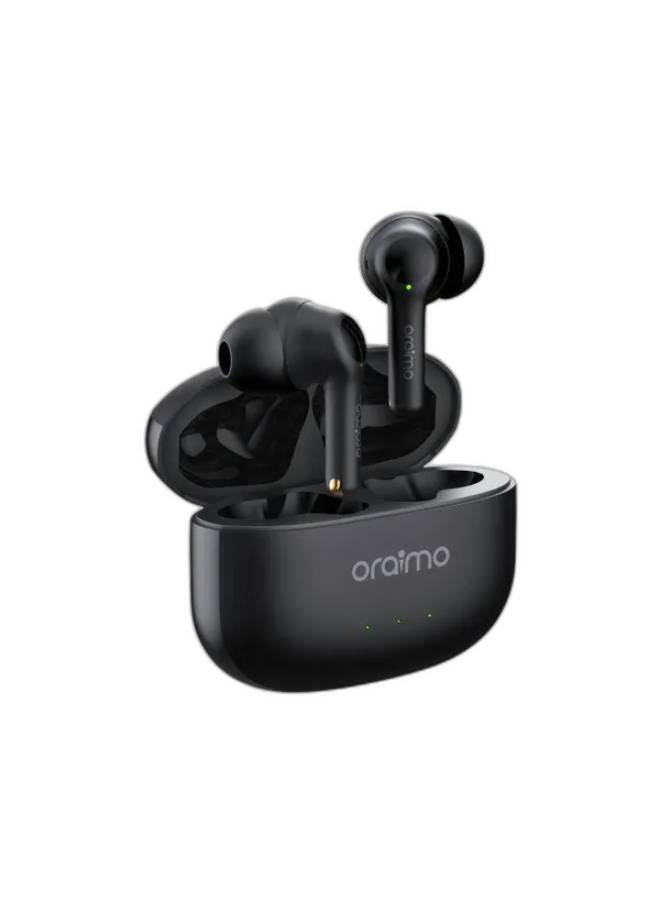 Oraimo FreePods 3C ENC Calling Noise Cancellation , powerful bass 4 mics , Long Playtime True Wireless Earbuds IPX5-Water Resistant, Via App Black - Image 1