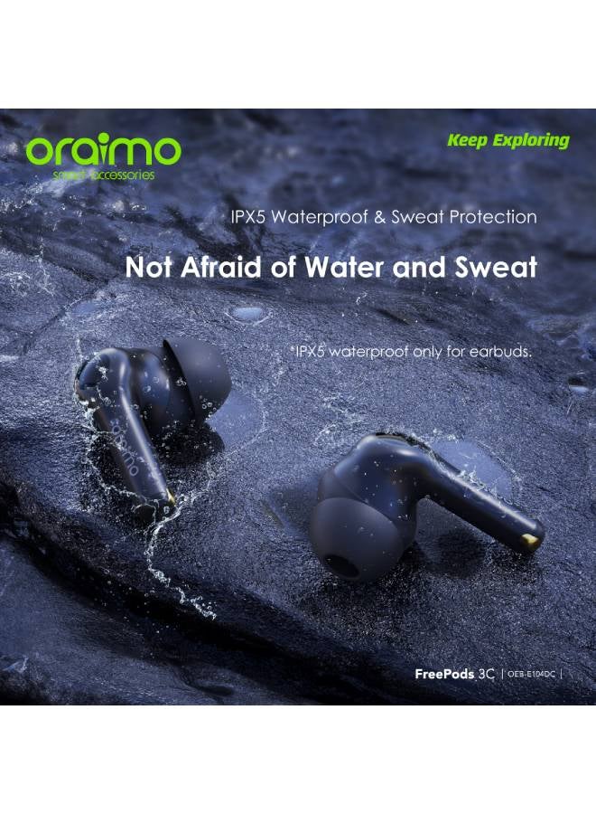 أورايمو FreePods 3C ENC إلغاء الضوضاء، صوت جهير قوي 4 ميكروفونات، وقت تشغيل طويل، سماعات أذن لاسلكية حقيقية مقاومة للماء IPX5، عبر التطبيق - Image 3